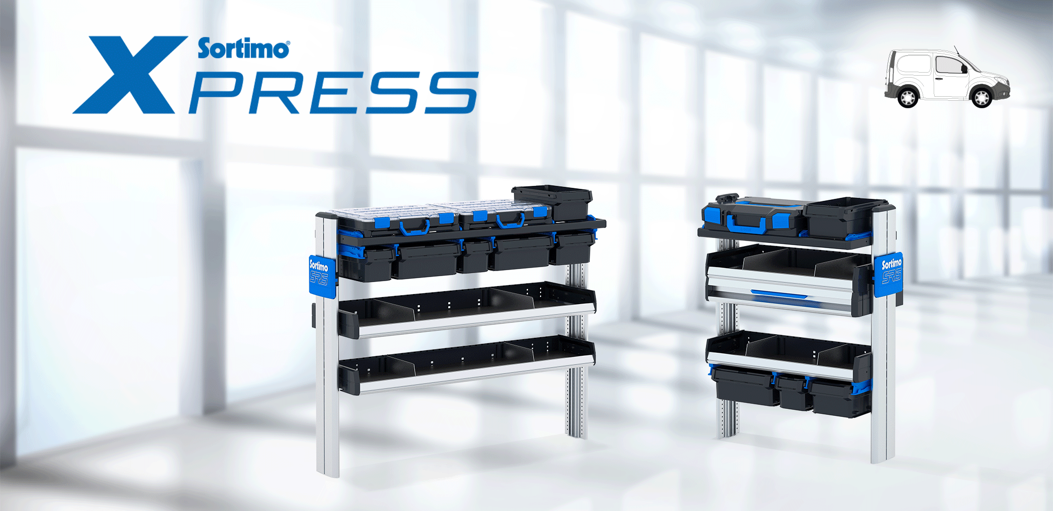 Xpress Shelves | mySortimo.com: van racking, vehicle decals, mobile ...